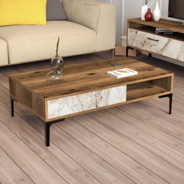 Hanah Home Istanbul Mesa de centro Nogal y Blanco